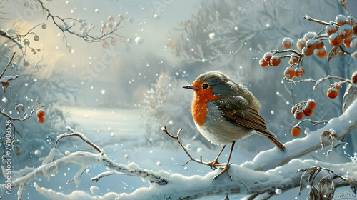 Robin bird in a winter setting © Asad