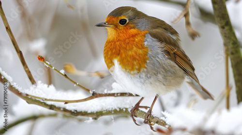 Robin bird in a winter setting