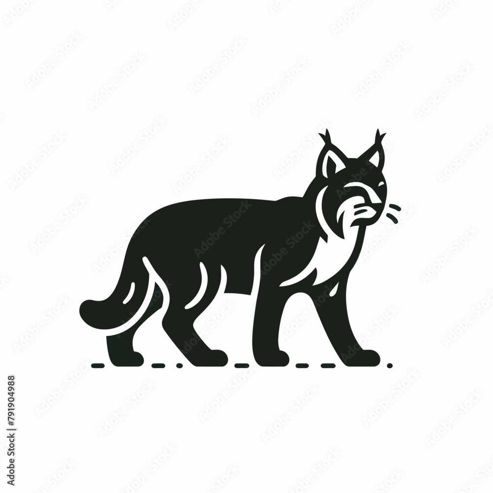 bobcat silhouette vector illustration White Background