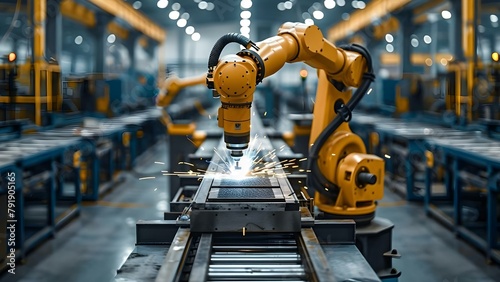 Optimizing Welding Processes in Manufacturing Facilities with Robotic Arm and Real-time Data. Concept Robotic Arm, Real-time Data, Welding Processes, Manufacturing Facilities, Optimization photo