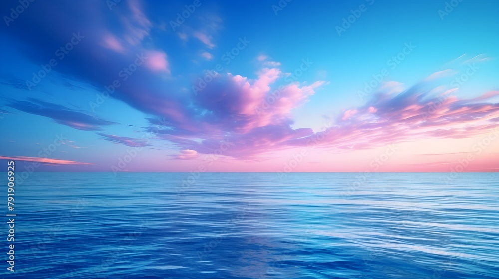 Naklejka premium Lose yourself in the vast expanse of a blue sea sky, where a color gradient rough abstract background dazzles with radiant light and soft glows, complemented by an empty space and a grainy noise 