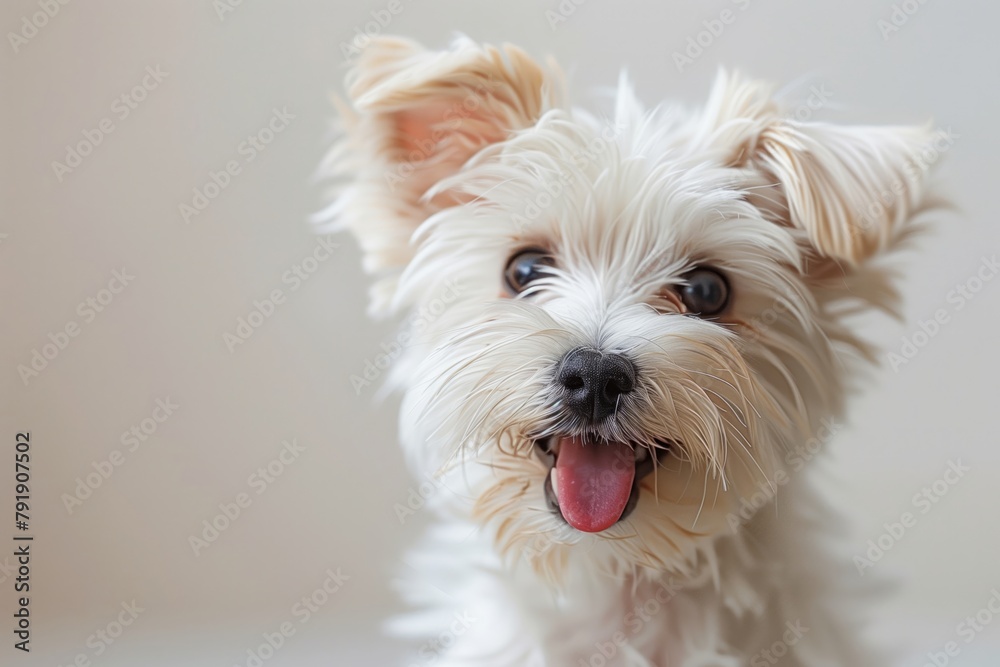 happy Maltese puppy, isolated on white background