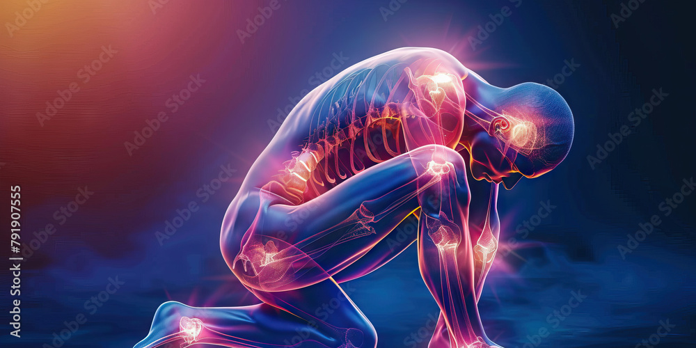 Chronic Fatigue Syndrome: The Persistent Fatigue and Muscle Pain - Picture a person with highlighted body showing fatigue, experiencing persistent fatigue and muscle pain Chronic Fatigue Syndrome: The Persistent Fatigue and Muscle Pain - Picture a person with highlighted body showing fatigue, experiencing persistent fatigue and muscle pain