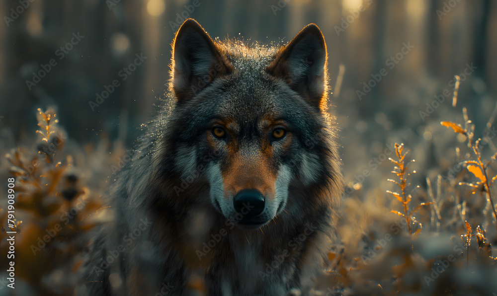 Majestic Gray Wolf Portrait in Natural Habitat Majestic Gray Wolf Portrait in Natural Habitat