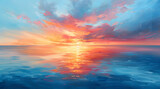 Soothing Sunset Dreamscape: Dreamy Oil Painting of Gentle Glow Over Peaceful Landscape