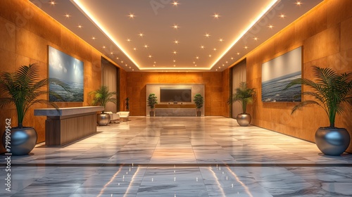 Luxurious Corporate Lobby with Ambient Lighting