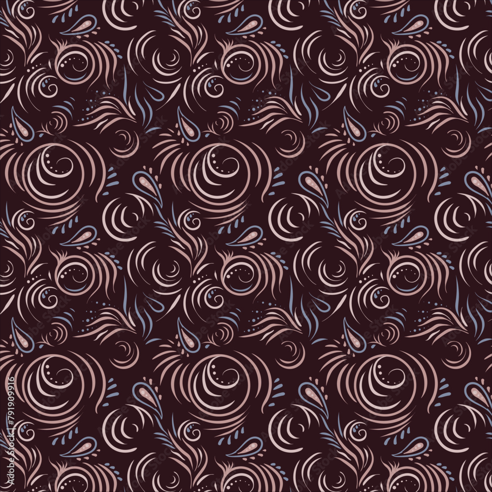 Abstract pink pattern on a green background, in boho style or traditional ornament. Seamless vector pattern with oriental and Slavic motifs. For fabrics, wrapping paper, clothing, interior decoration Abstract pink pattern on a green background, in boho style or traditional ornament. Seamless vector pattern with oriental and Slavic motifs. For fabrics, wrapping paper, clothing, interior decoration