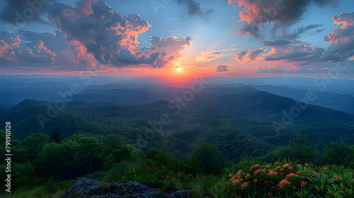 A mountaintop view at sunset, using HDR to capture the vast landscape below and the dramatic sky above © MistoGraphy
