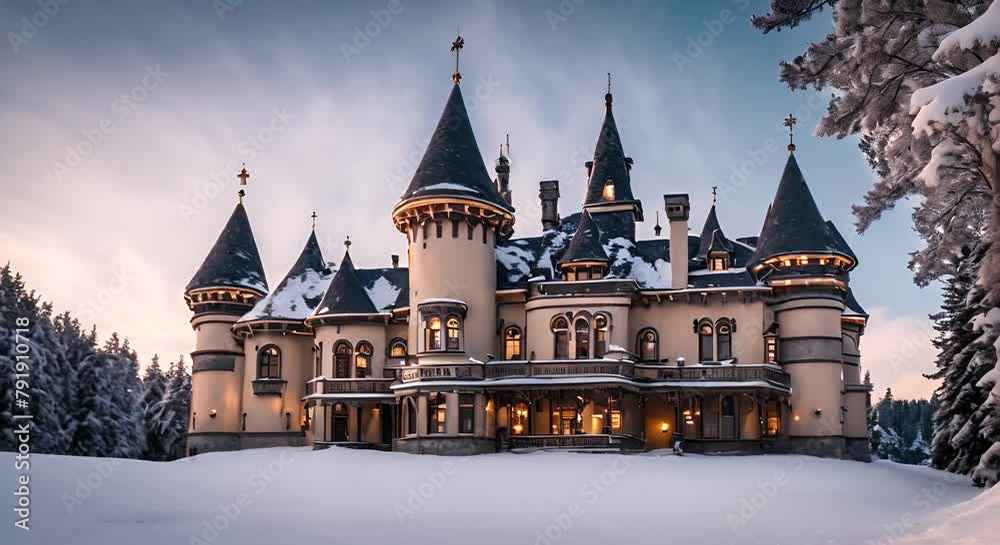Castle in the snow.
Castle in the snow.