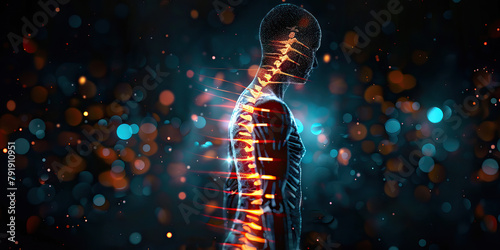 Scoliosis: The Spinal Curvature and Back Pain - Visualize a person with highlighted spine showing curvature, experiencing back pain and postural changes