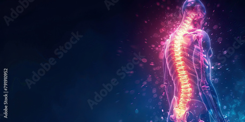 Scoliosis: The Spinal Curvature and Back Pain - Visualize a person with highlighted spine showing curvature, experiencing back pain and postural changes