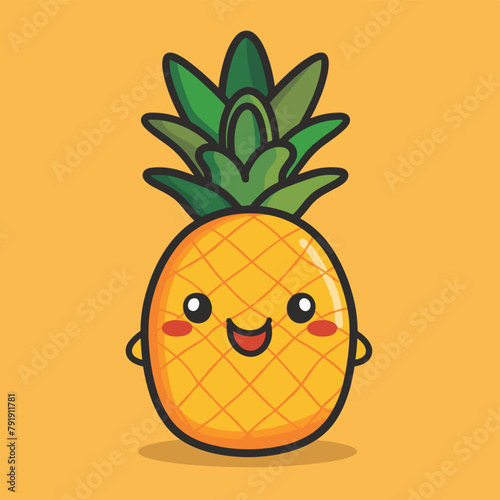 Cute pineapple cartoon character vector illustration
