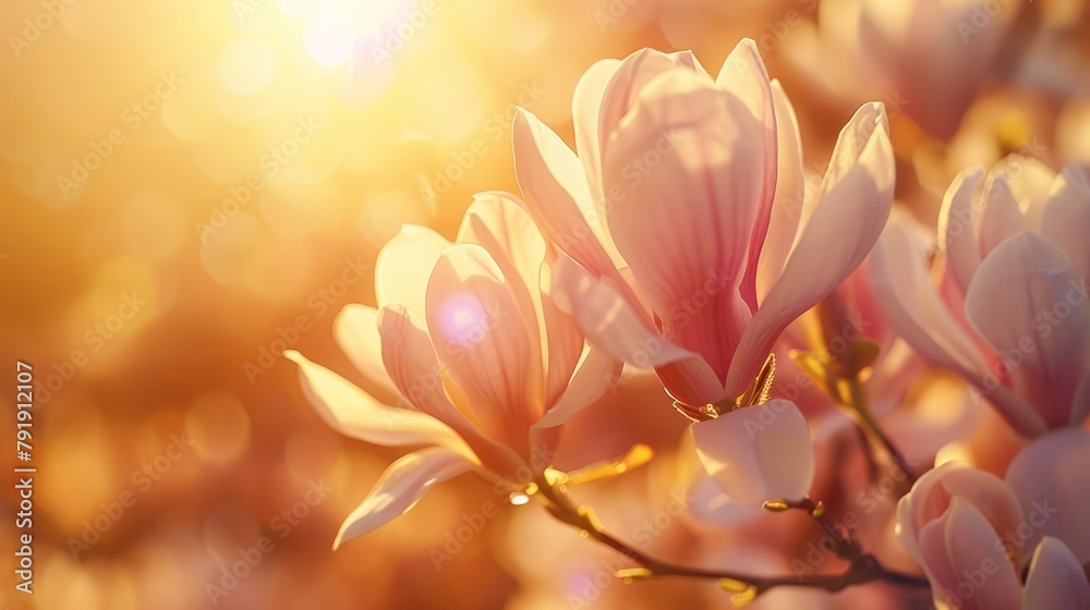   A tight shot of flowers with the sun illuminating behind them