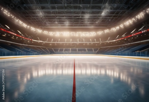 design arena view my illustration indoor spotlights stadium 3D illuminated ice render rink own skating empty background hockey