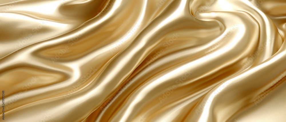 A tight shot of golden fabric, brimming with intricate folds, and vivid hues A tight shot of golden fabric, brimming with intricate folds, and vivid hues