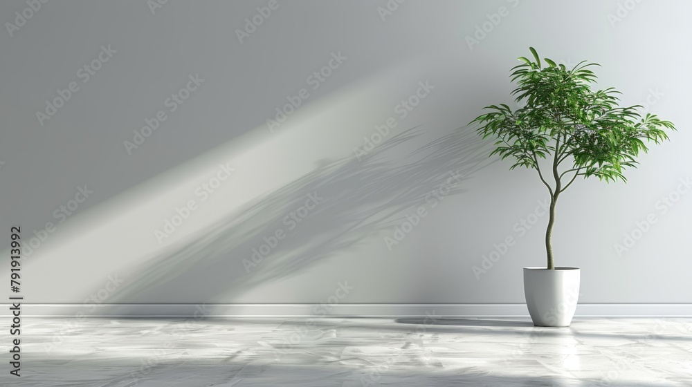 A potted plant in a white vase rests on a marble floor Surrounding it ...