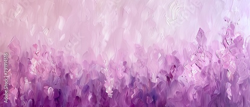   A painting featuring a purple and white background with numerous streaks, predominantly purple, at the painting's base photo