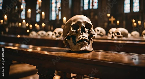 Skulls in a church. photo