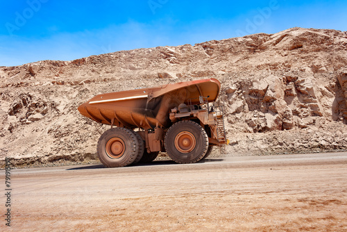 Huge dump truck in a copper mine in Latin America.
