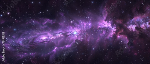   A space scene image featuring stars, with a prominent purple and blue star at its center photo