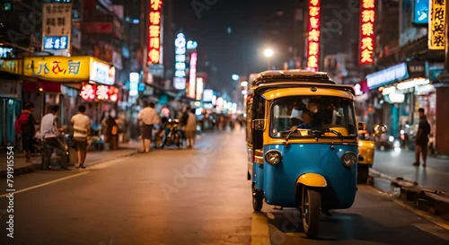 Tuk tuk in an Asian city. photo