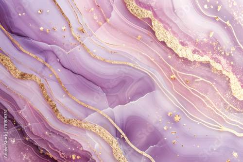 lavender marble texture with sparkling gold veins for a lavish and elegant background photo
