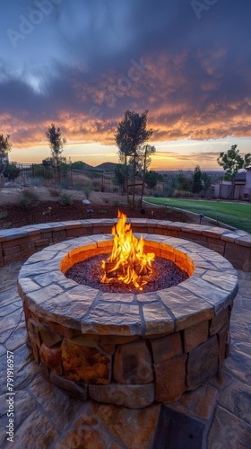 firepit in a house backyard
