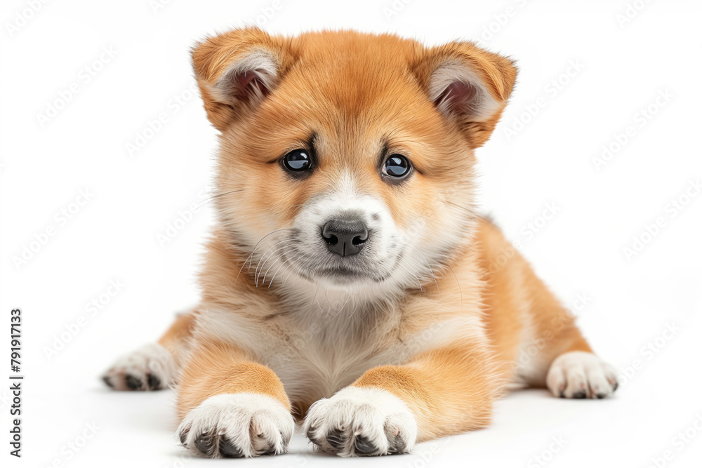 Akita inu puppy, isolated on white background