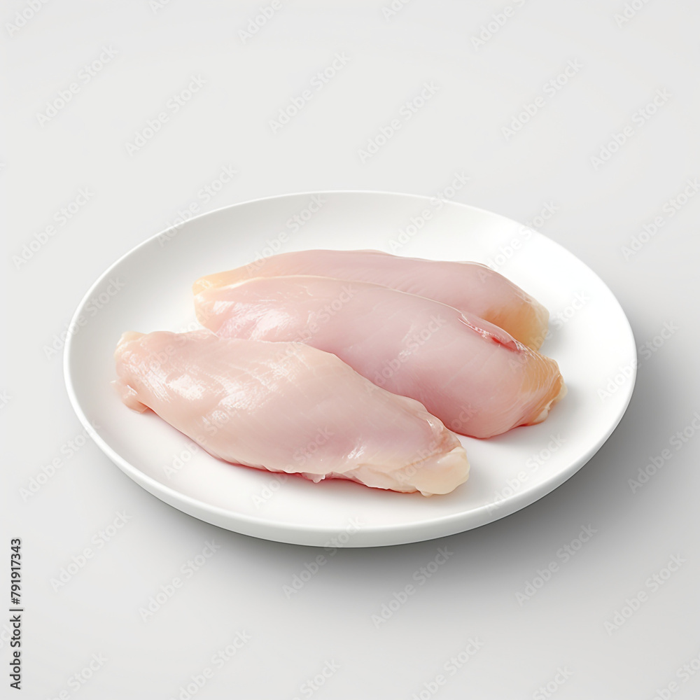 white plate with raw chicken, realistic сreated with Generative Ai white plate with raw chicken, realistic сreated with Generative Ai