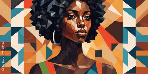 Colorful Modern Abstract Portrait Of a Black Woman
