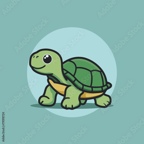 Cute turtle cartoon illustration vector animal design