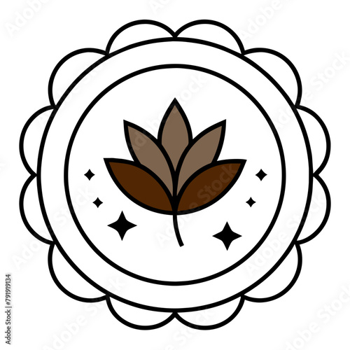 Logo. Vintage style. It is necessary to use white, a round shape. A flower should be depicted on the logo,