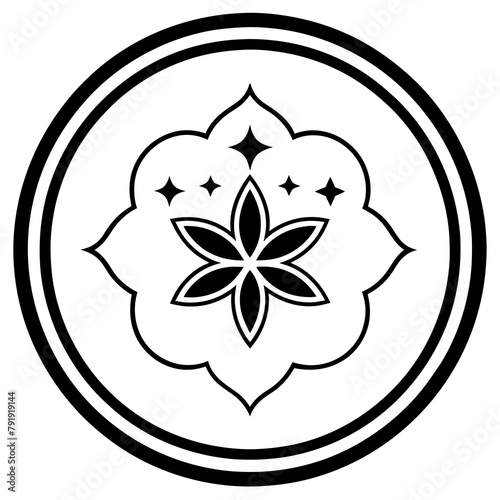 Logo. Vintage style. It is necessary to use white, a round shape. A flower should be depicted on the logo,