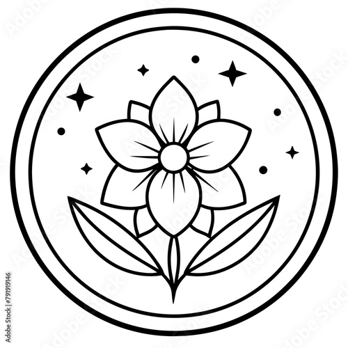 Logo. Vintage style. It is necessary to use white, a round shape. A flower should be depicted on the logo,