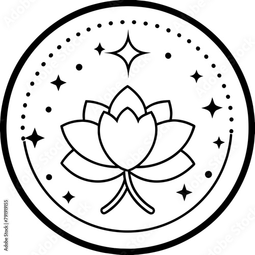 Logo. Vintage style. It is necessary to use white, a round shape. A flower should be depicted on the logo,