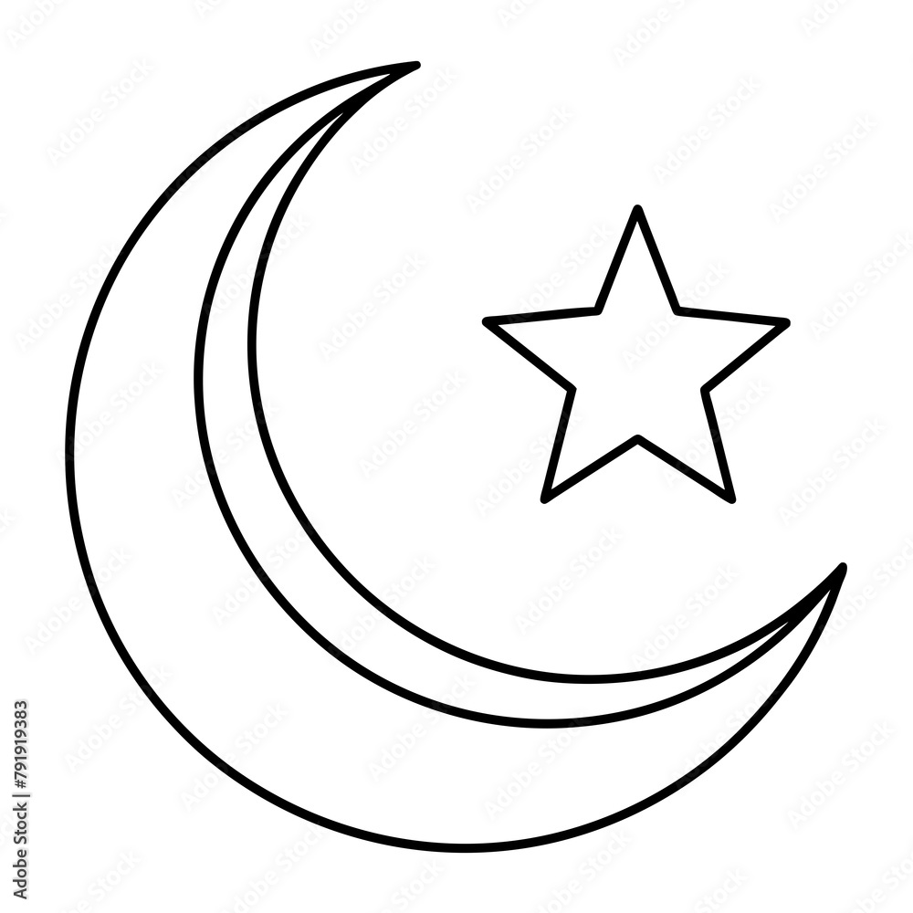 Crescent Moon and Star logo icon vector illustration Crescent Moon and Star logo icon vector illustration