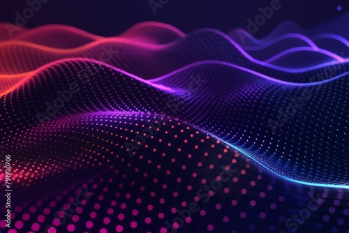 Futuristic dots pattern on a dark background, dots background, colorful dots background, texture dots background, waves background