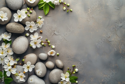 Zen Wellness Retreat: Rocks and Flower Arrangement