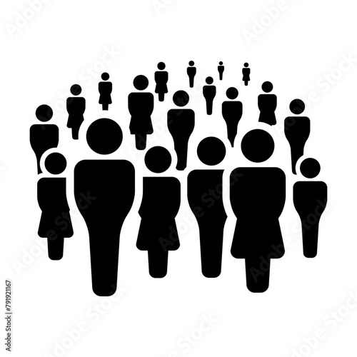 People icon vector male and female group of persons symbol in glyph pictogram illustration