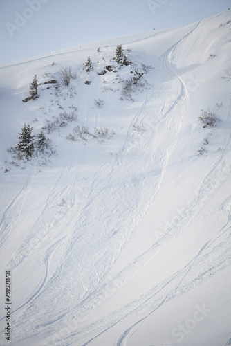 Eine kleine Lawine die von einem unachtsamen Skifahrer oder Snowboarder ausgelöst wurde. © PietFoto