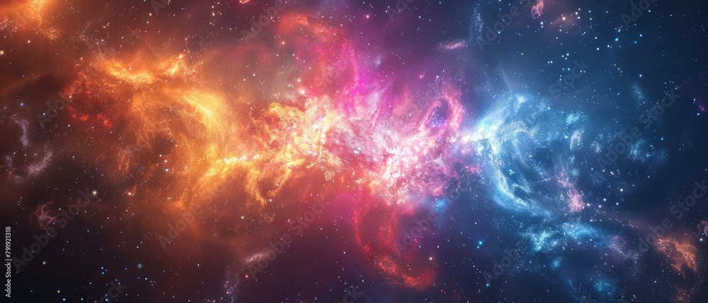 Fototapeta premium The colors of the universe collide in a beautiful display of light and energy.