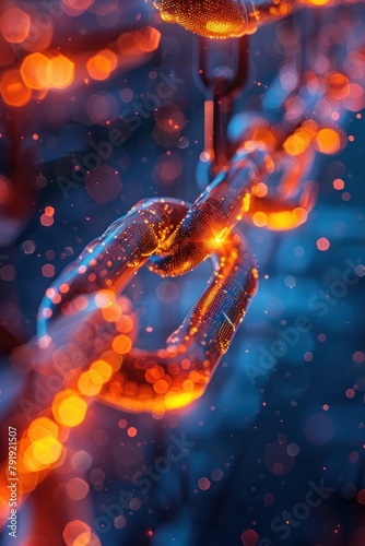 3d rendering of a glowing chain link