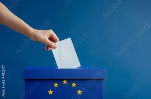 Democratic Expression: Close-up of Hand Voting in European Elections