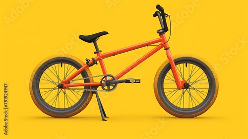 orange bmx bike isolated on yellow background