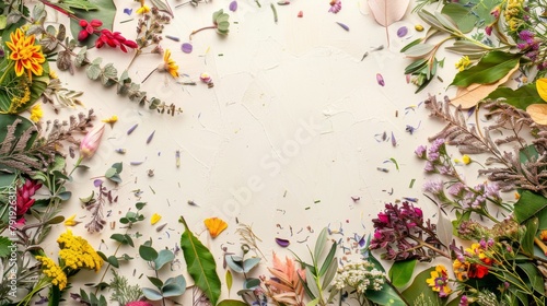 Vibrant Spring Bloom Frame on White Background