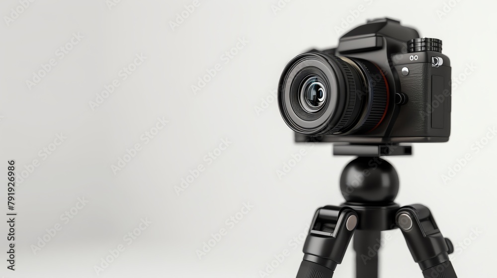 Charming vlogger camera with tripod, 3Drendered clipart, white background