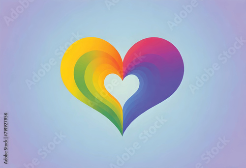 rainbow heart drawn on a purple background with the rainbow colors photo