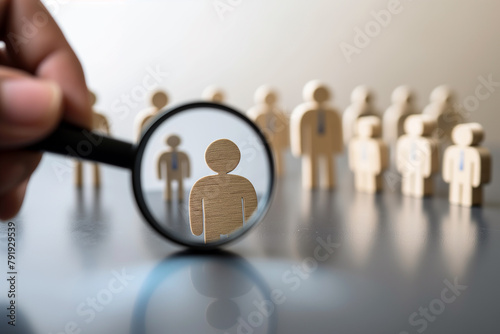 Recruitment process, recruiter choosing a candidate for employment with copy space.