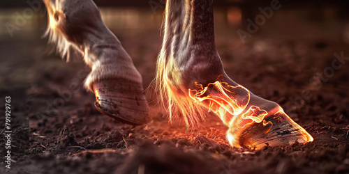 Equine Navicular Syndrome: The Heel Pain and Lameness - Picture a horse with highlighted hoof showing navicular bone inflammation, experiencing heel pain and lameness,