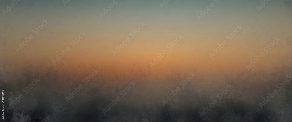 A serene sunrise scene blurred through a misty texture, depicting tranquility and the break of day